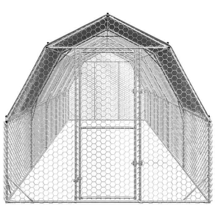 VidaXL Chicken Coop with Roof 2.5x10x2.25 M Galvanized Steel, Walk-in Chicken Run, Accessible Chicken Enclosure, Cage To 3328529
