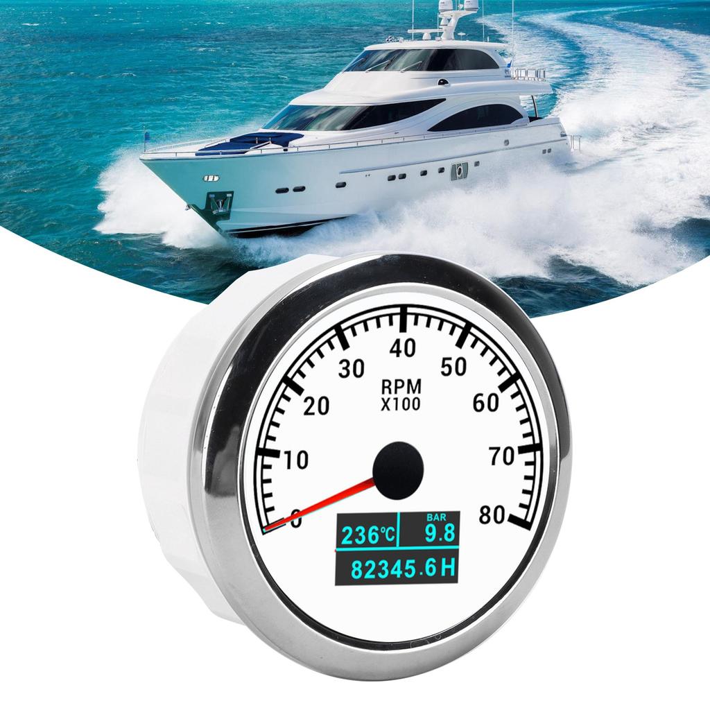 3 In 1 Tachometer Water Temperature Oil Pressure Cumulative Hour Display Pointer IP67 for Car Truck Ship
