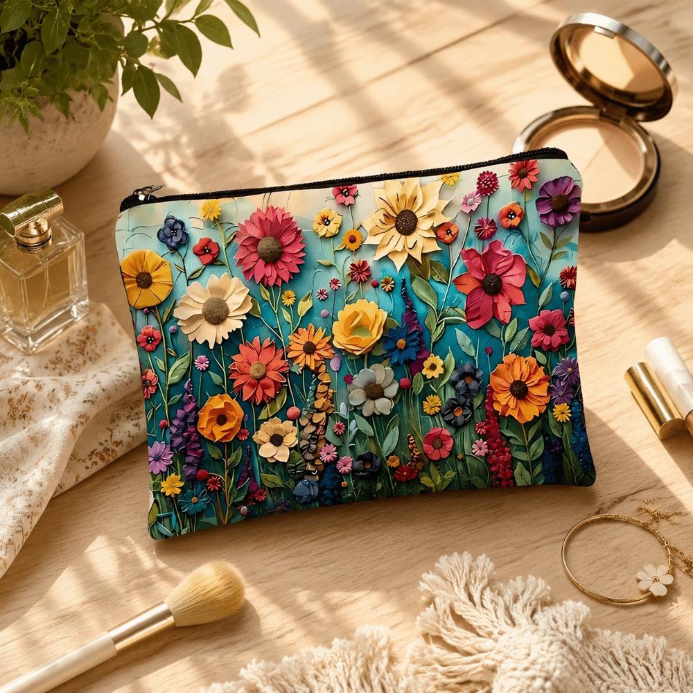 Double-sided Printed Flower Makeup Bag Floral Cosmetics Storage Bag Toiletries Organizer  Travel