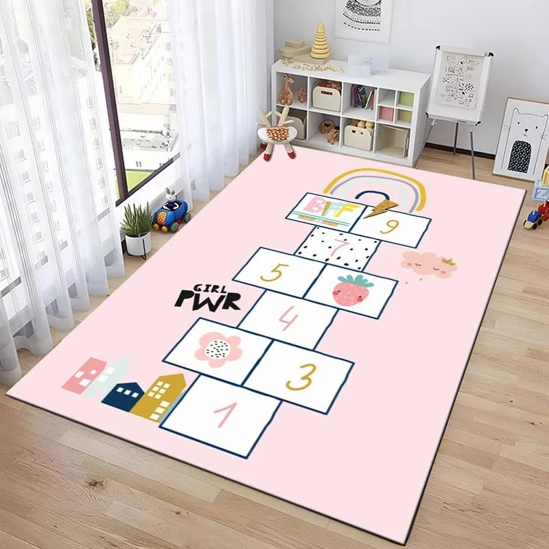 Hopscotch Indoor Cartoon Parent-child Game Decoration Carpet Bedroom Bedside Children's Number Game Room Decoration Floor Mat