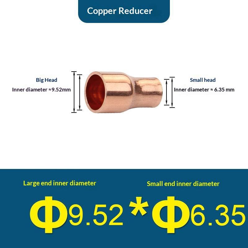 Copper Size Head Welding Reducer Pipe Joint With A Diameter Of 8 To 6.35 For Air Conditioning And Cold Storage Fittings