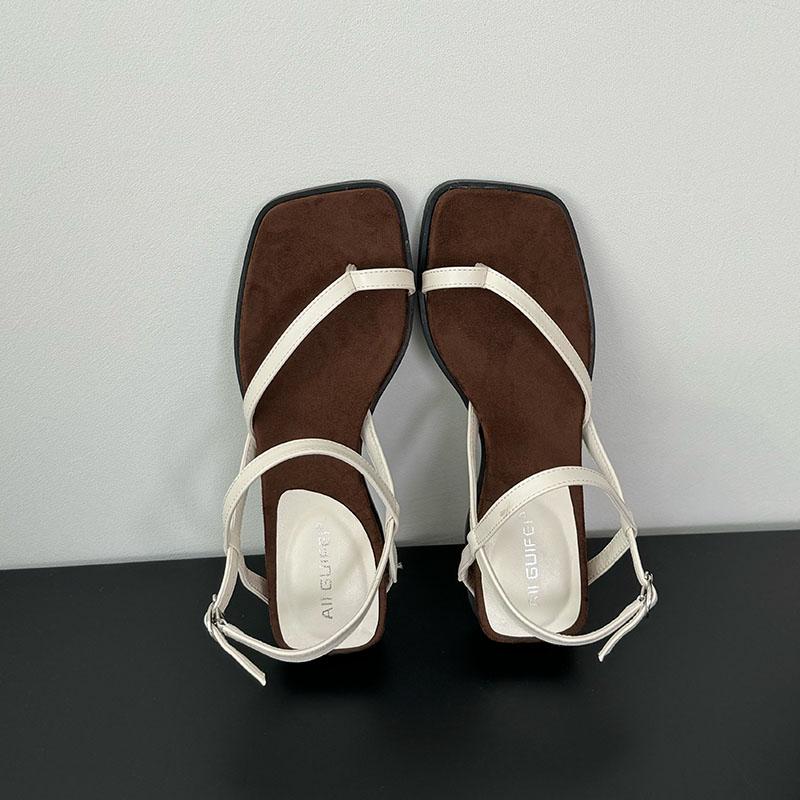 Fashion Female Spring Summer Wedges Women Heeled Sandals Shoes Buckle Strap Fashion Square Toe Ladies Wedges Sandals Shoes Flip Flops