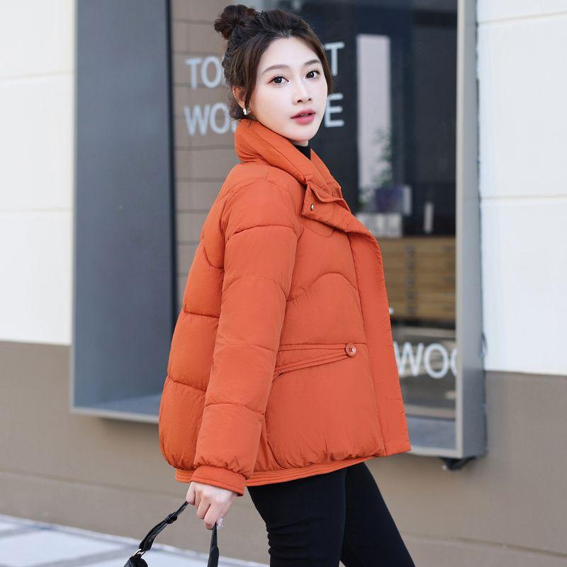 Women's Winter Short Cotton Padded Jacket Fashionable Korean Style Slim-Fit Loose Stand-Collar Cotton Coat