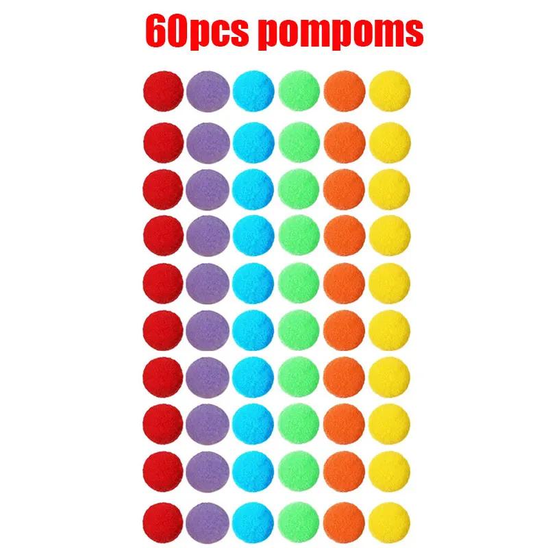 Children Counting and Sorting Toys  Pom Poms Rainbow Colors Plastic Bowls Tweezers Fine Motor Skill Chidlren Learning Toys