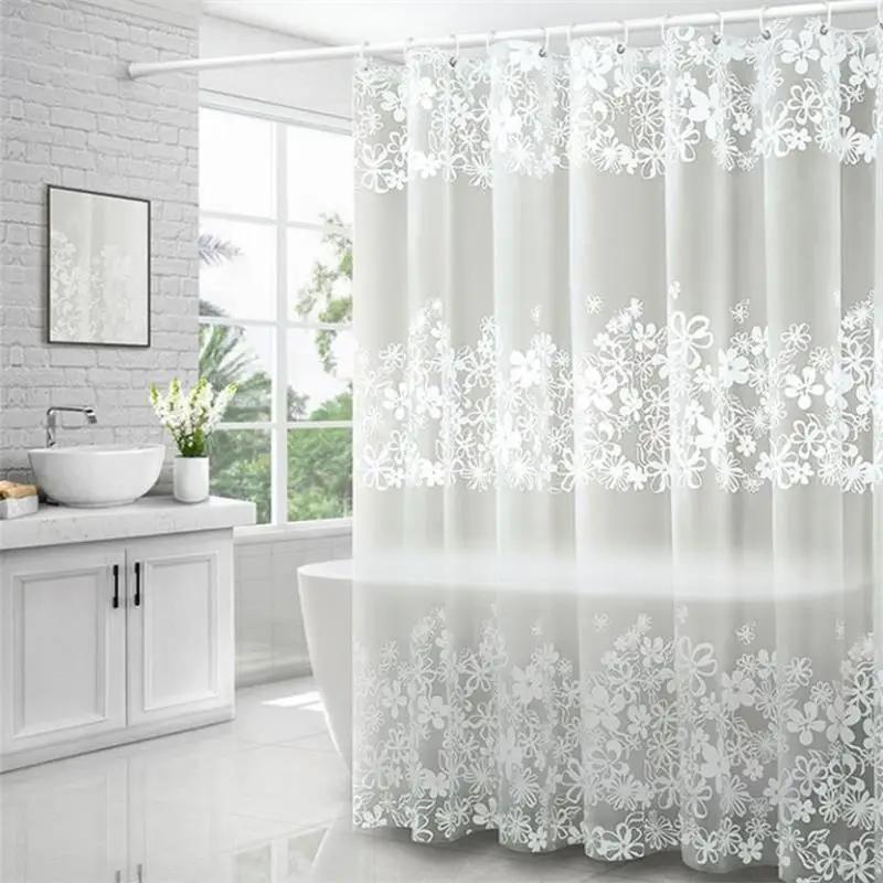 Translucent Partition Curtain for Bathroom Grid Shower Curtain PEVA Anti Mold and Waterproof Multi Color Design