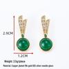 Retro Chinesische Jade Glas Diamant Ohrstecker mit 925 Silberstift