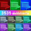 24V RGB 5m 10m 20m 30m LED Neon Strip Light Bluetooth APP 24key 44key Remote Control Music Sync Power Kit 60LED Waterproof Decor
