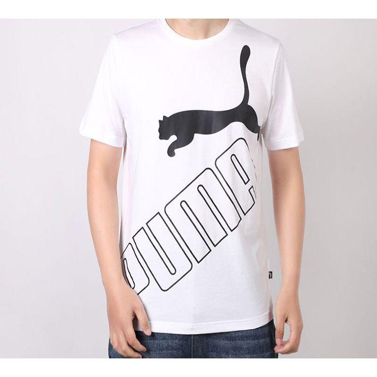 Puma Big Logo Print Sports Crew Neck Short Sleeve T-Shirt Men Tops White 586464-02