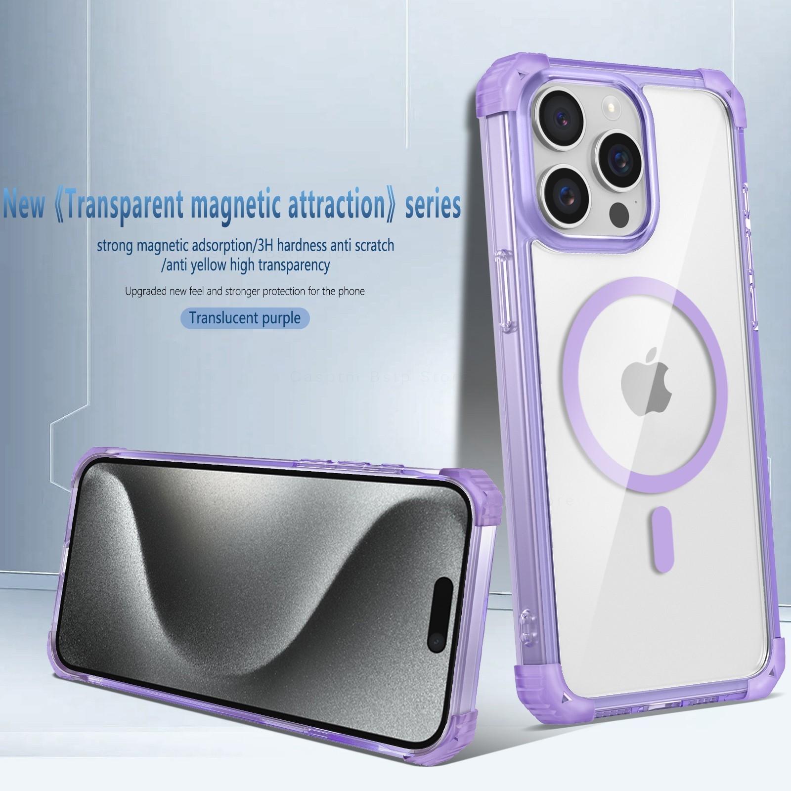 

Magnetic Transparent Case For iPhone 16 Pro Max 15 14 13 12 11 Pro Max 16 Plus 16Pro Max Cover Wireless Charge Cases Capa For iPhone 11