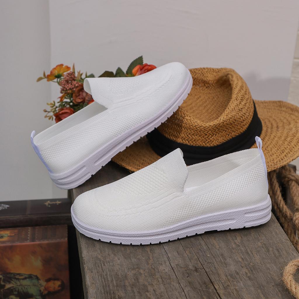 2025 foreign trade casual single shoes women's shoes autumn new fly-woven mesh round head one pedal large size flat bottom women
