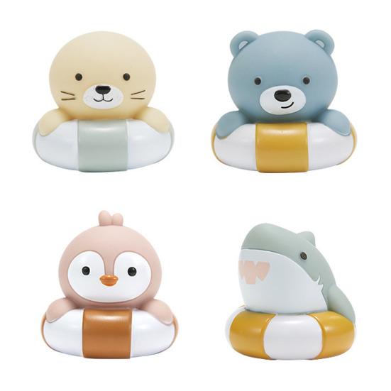 4Pcs Animals LED Light Up Bath Toy Swimming Water Soft Rubber Float Induction Luminous Penguin Dinosaur Fun