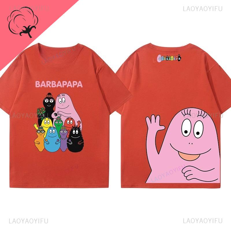 Moterų drabužiai Barbapapa Marškinėliai Geriausiai parduodami Animaciniai Kawaii Y2k Drabužiai Vaikams Minkštos Medvilnės Viengalviai Trumpomis Rankovėmis Grafiniai Marškinėliai