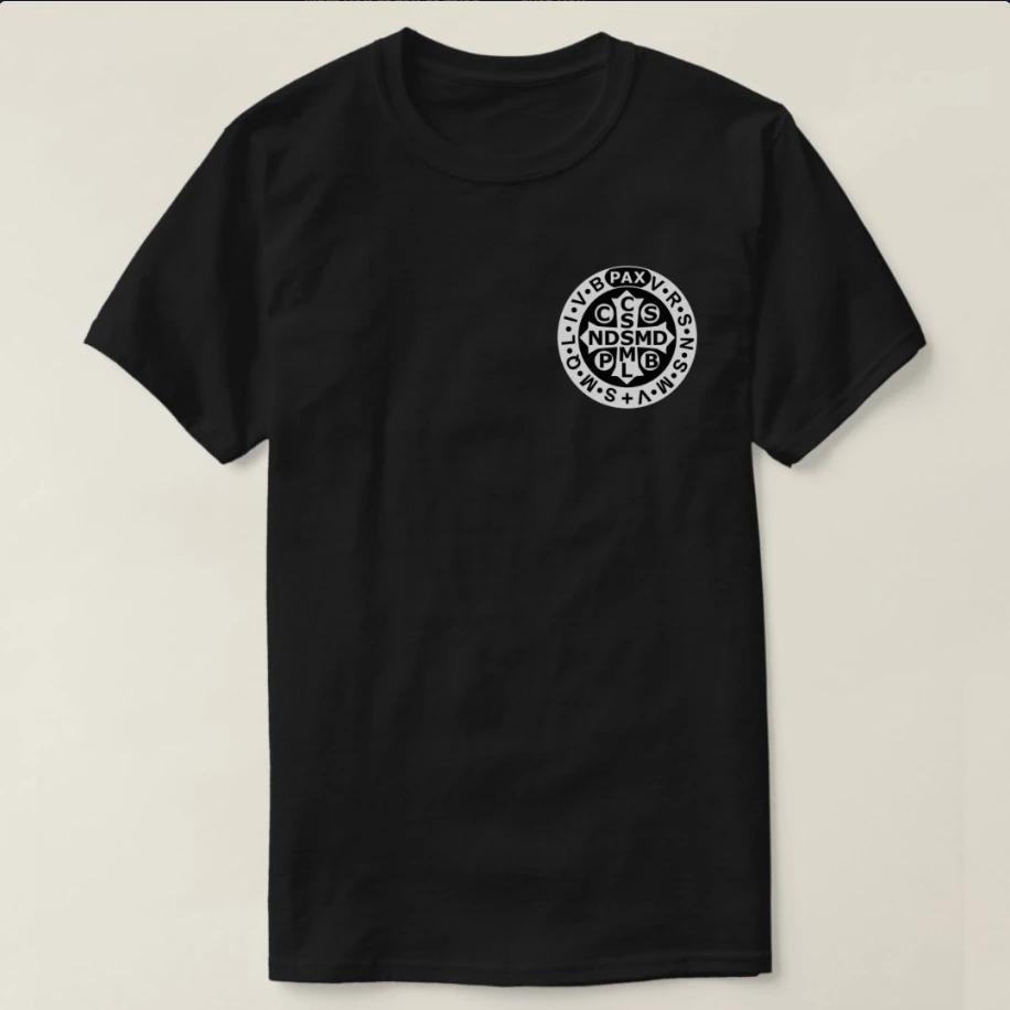 St Benedict Medal Catholic Saint Latin Prayer TShirt 100 Cotton ONeck Short Sleeve Summer Casual Unisexs Tshirt Streetwear