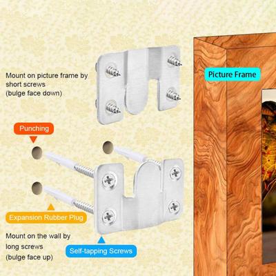 1 Pair Wall Mounting Bracket Picture Hanger Rustproof Corrosion Resistant 10kg Load-capacity Easy To Install Black Flush Mount Brackets