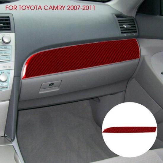 Red Carbon Fiber Passenger Side Decorative Cover Trim For Toyota Camry 2007-2011