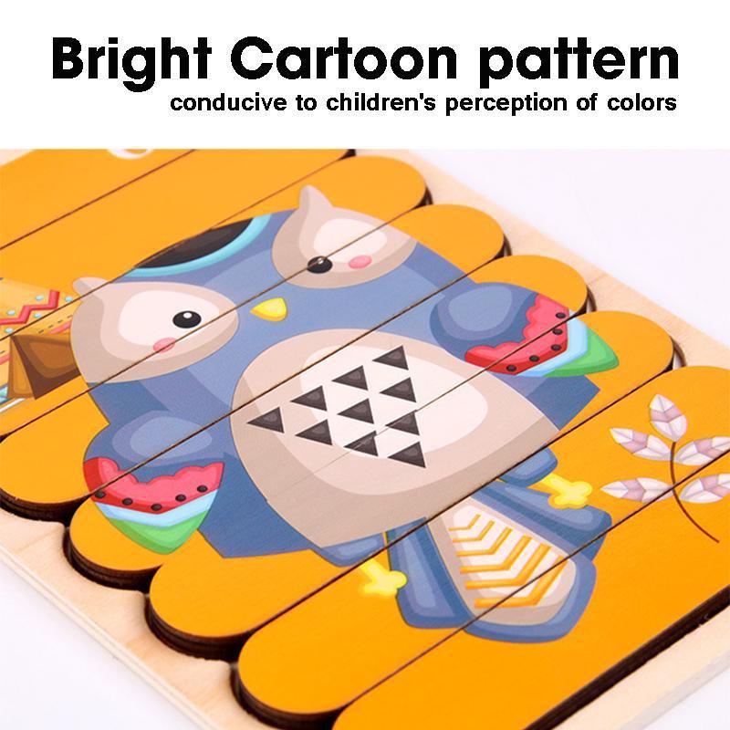 Double Sided Strip 3D Puzzles Baby Toy Wooden Early Education Materials Educational Toys for Children Large Bricks Kids Learning Toys