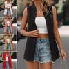 Women Blazer Jacket Extra Soft All-Match Solid Color Washable Sleeveless Blazer Vest Casual Cardigan for Lady