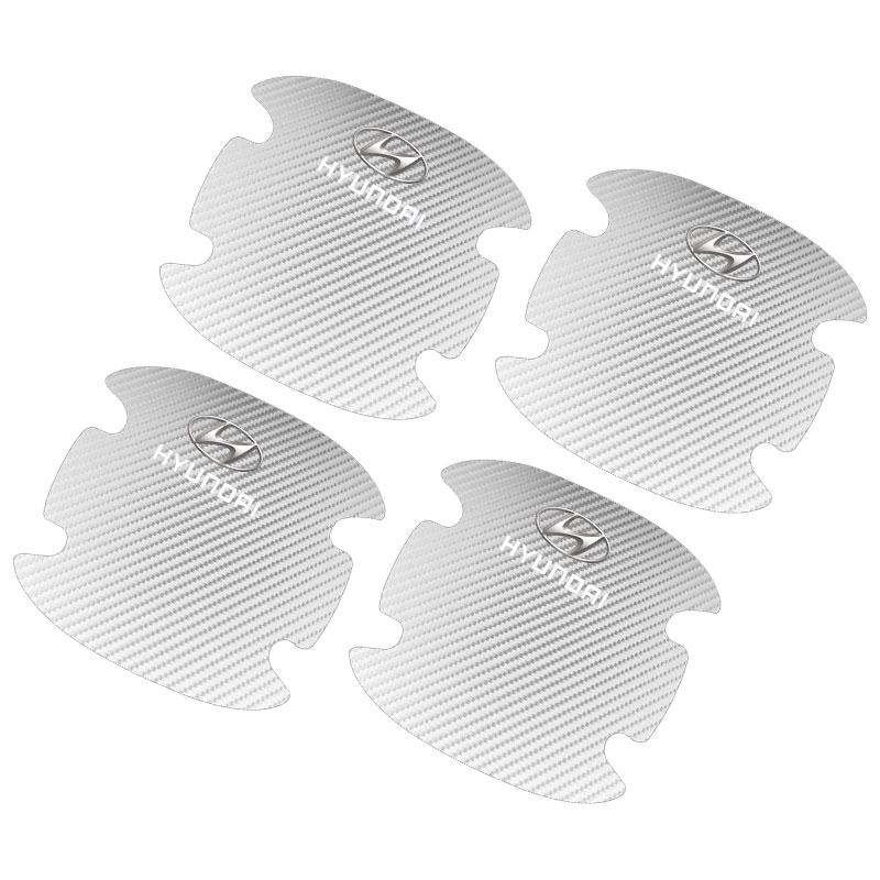 4PCS Car Door Handle Protection Sticker Emblem Car Decoration Styling For Hyundai I30 Tucson Veloster Kona I10 I35 Elantra Santa Fe Gadget