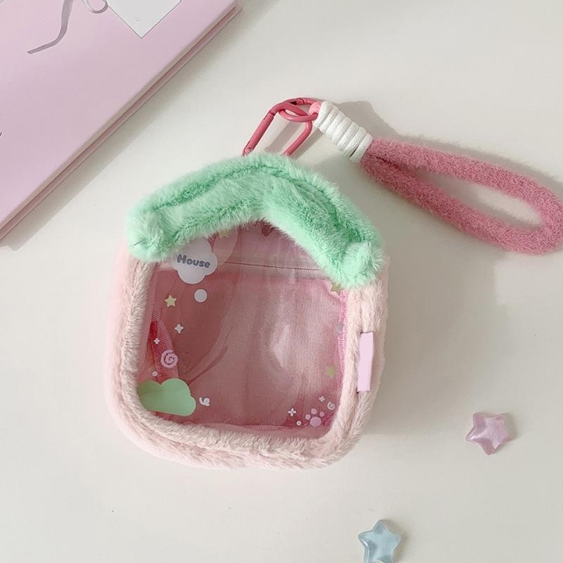 Clear Figure Display Bag with Keychain,Portable Doll Storage Bag Carrying Case Pouch Keying Charms for Collectibles