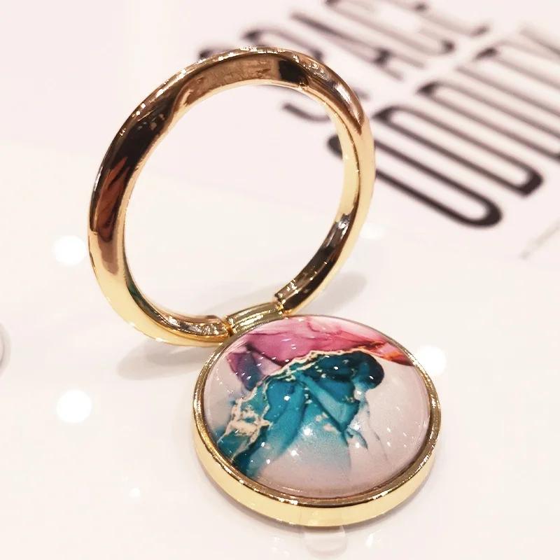 

Marbling Mobile Phone Holder For iPhone X 8 7 11 12 Pro 360 Degree Gold Metal Finger Phone Stand For Samsung S9 Phone Bracket