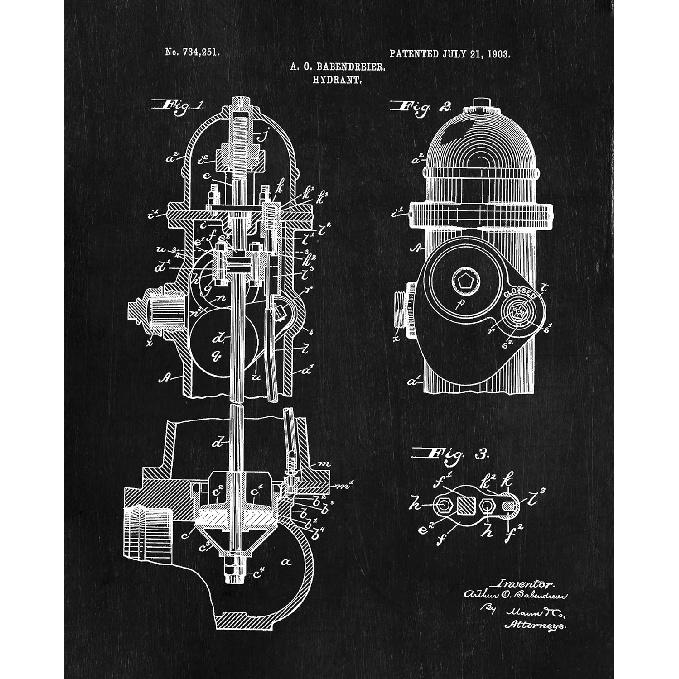 ArtCantHurtU Firefighter Gifts For Men - Set of 6 Vintage (8x10) Wall Art Fireman Room Decor Patent Prints - Fire Fighter Department Gifts Ideas