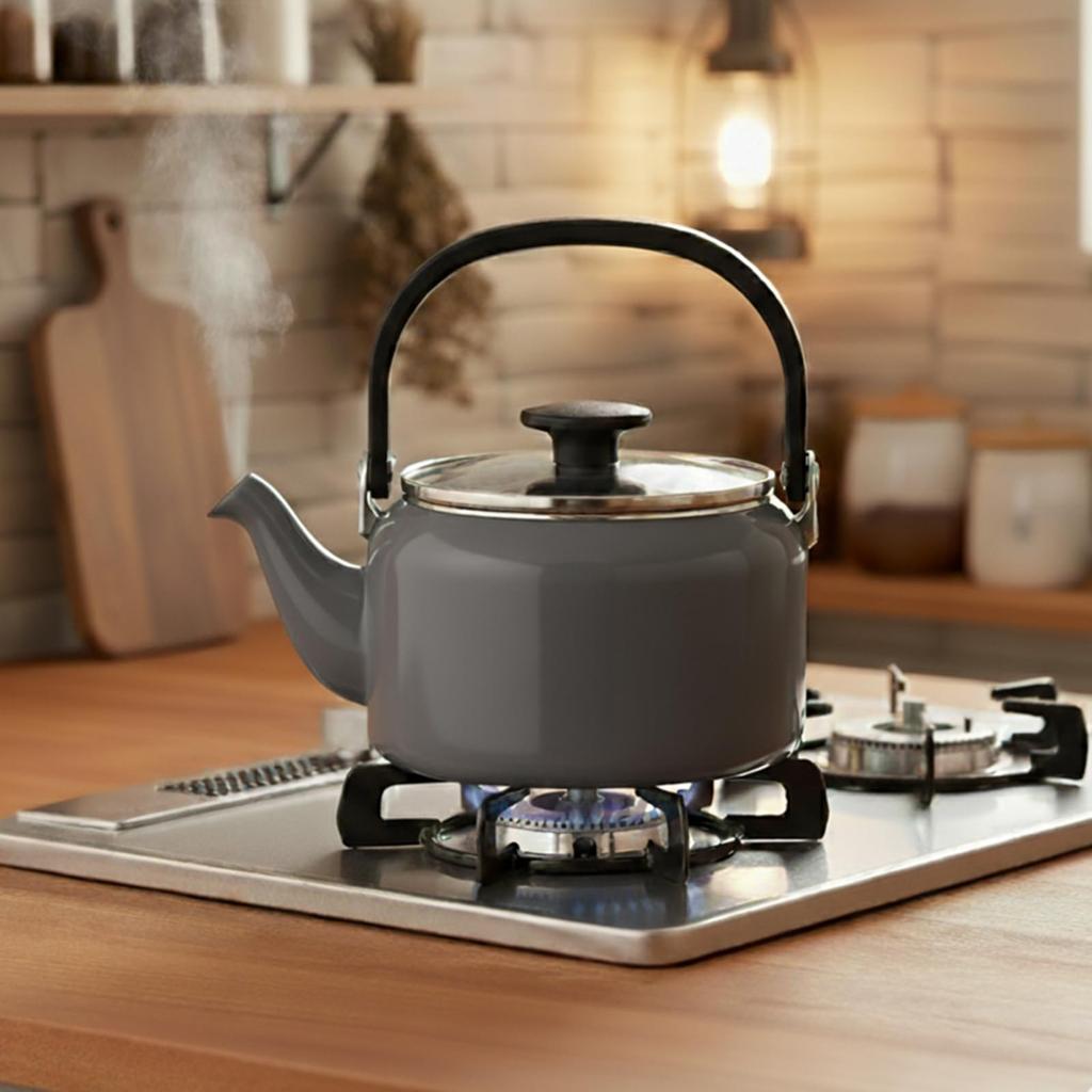 [Amazon.co.jp Exclusive] Fuji Enamel Kettle with Glass Lid, 2.0L, Cool Gray, AMZ-2.0K.CG