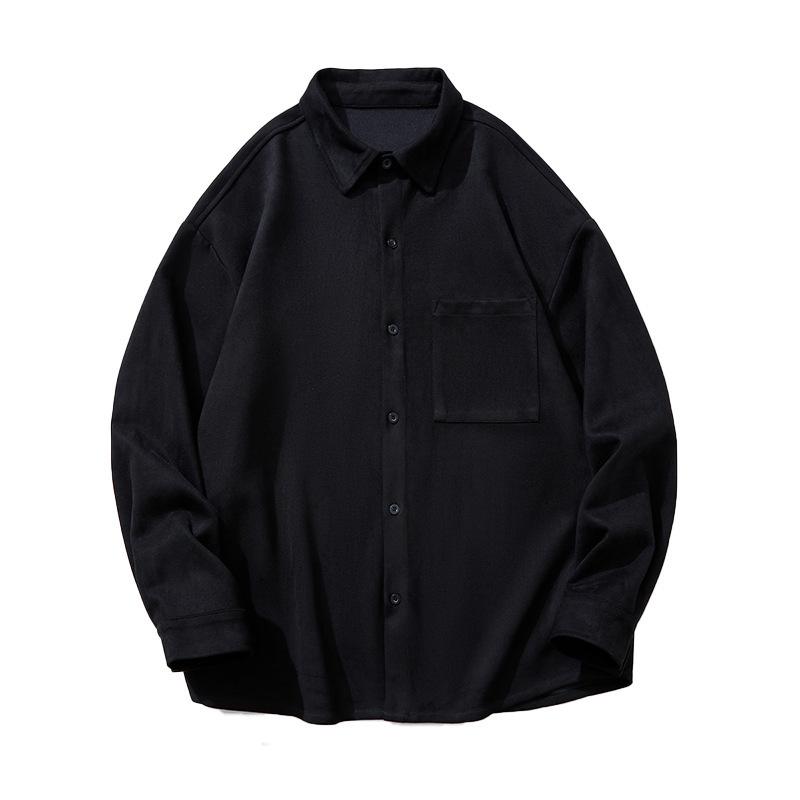 Light Luxury Men's Suede Solid Color Long-sleeved Shirt Men's Autumn New Trendy Brand Loose Drape Shirt Jacket