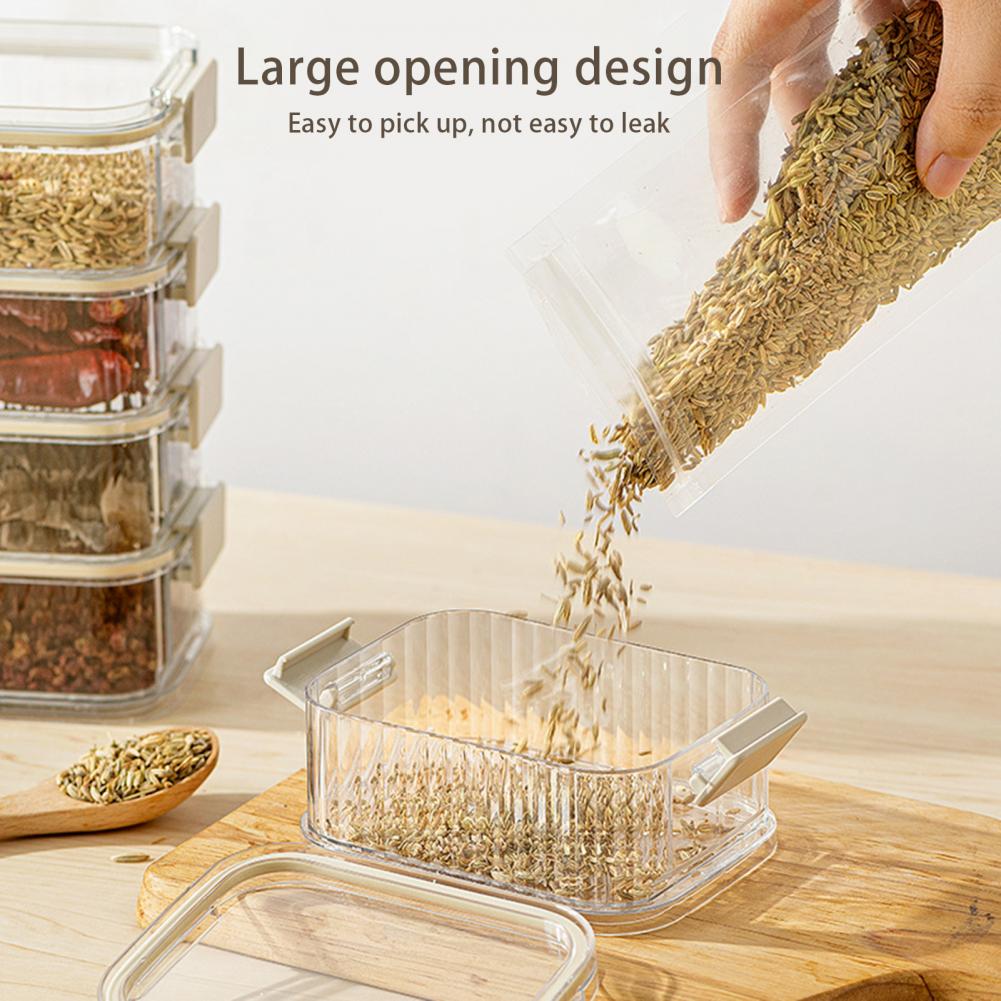 Spice Storage Box with 4/5 Compartments Leakproof Sealed Kitchen Organizer with Transparent Window for Peppercorns Chili Flakes