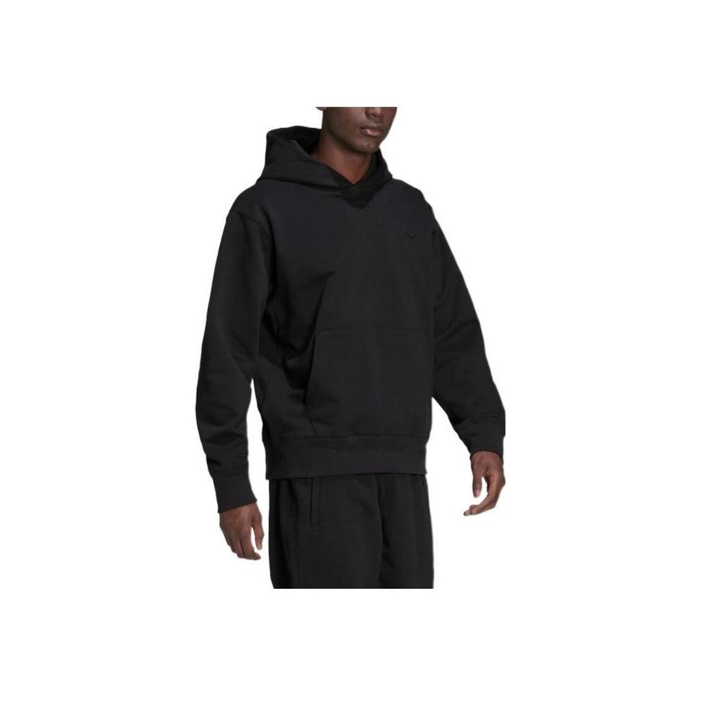 Adidas Originals Trefoil Solid Color Embroidered Pullover Hoodie Long Sleeve Sweatshirt Men Tops Black HN6934