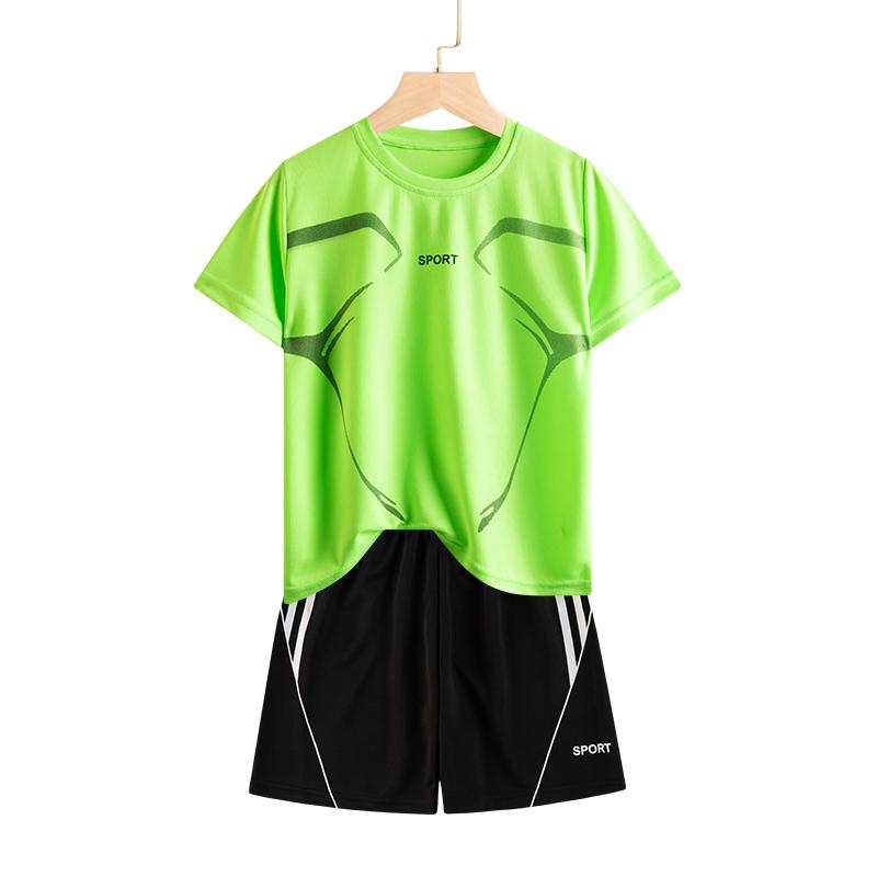 Dubbped Kids Running Clothes Sets Boys Football Jersey Short Sleeve Children Sports Training Uniforms Soccer Jerseys 2-piece Set