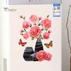 Vinyl Decal Wall Sticker Hot Stamping DIY Bright-colored Self-adhesive Flower Vase Home Decoration
