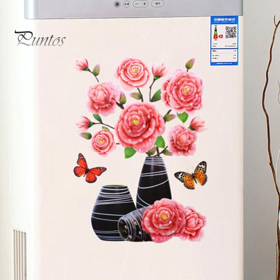 Vinyl Decal Wall Sticker Hot Stamping DIY Bright-colored Self-adhesive Flower Vase Home Decoration