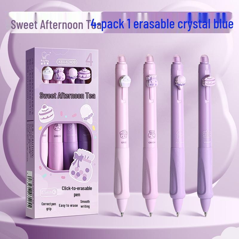 High-Value Thermal Sensitive Erasable Pen - Quick Dry, Easy To Erase, Cute Design for Elementary Students, Crystal Blue, Side Press