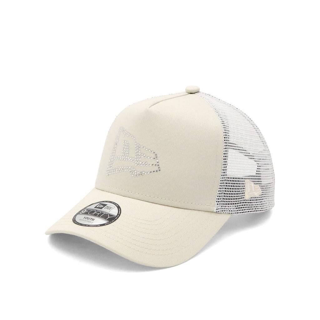[New Era] New Era Kids Mesh Cap Youth 9FORTY A-Frame Trucker 14666047 NER33K1806 Ivory Rhinestone Flag Logo ONSPOTZ Exclusive Girls Kids Hat 9FORTY