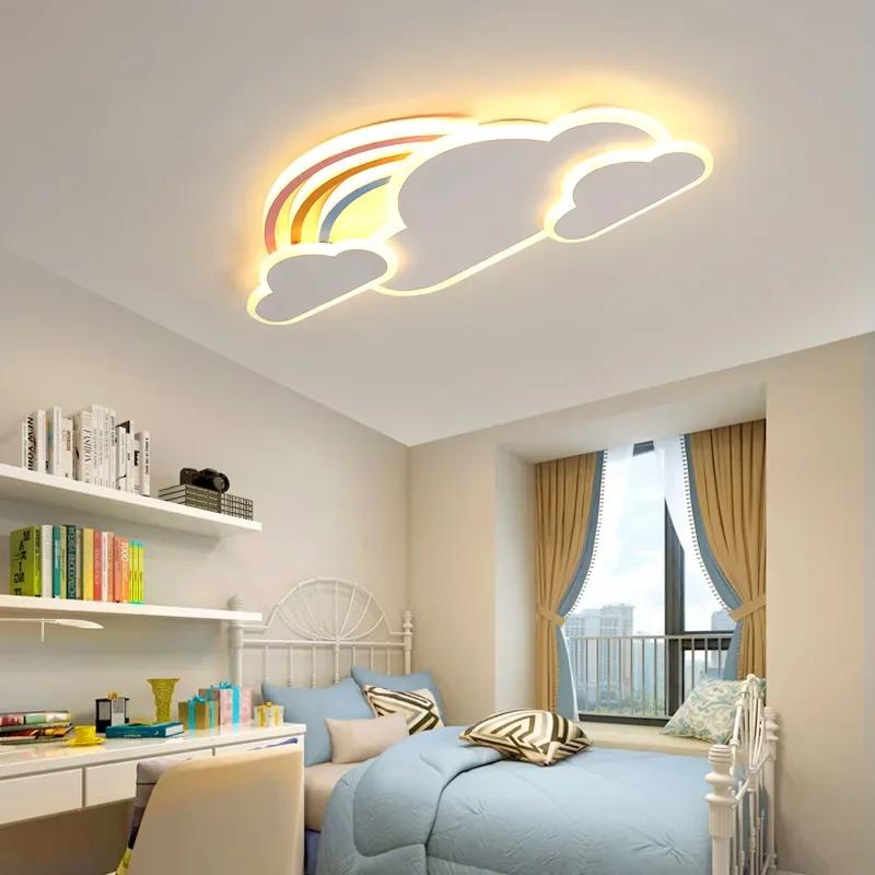 Modern Minimalist Children's Room Led Ceiling Lamp Nordic Creative Bedroom Warm Love Cloud Lights Lighting Fixtures Pink Lustre