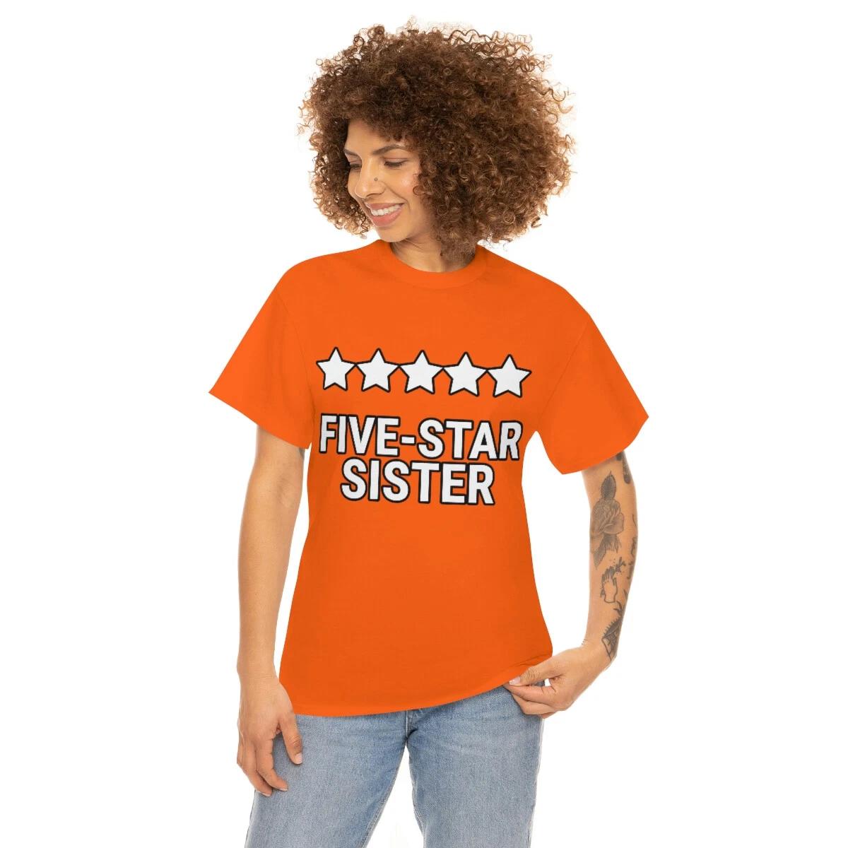 US Adults - 5 star sister - best sister - Women Heavy Cotton Tee L