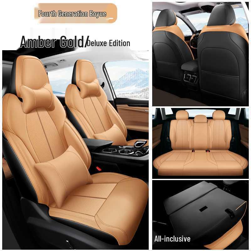Breathable Perforated Leather Seat Covers for 2023-2025 Geely Boyue L: Full Coverage, Four Seasons Cushion