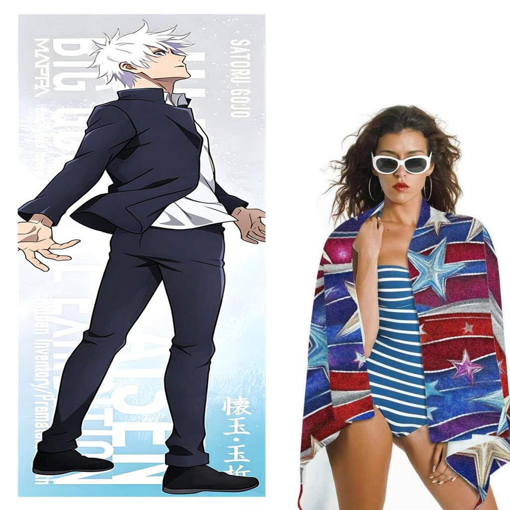 1pc Jujutsu Kaisen Beach Towel Japanese Anime Microfiber Quick Dry Soft Skin Friendly Gym Sports Towel Fashion Beach Accessories