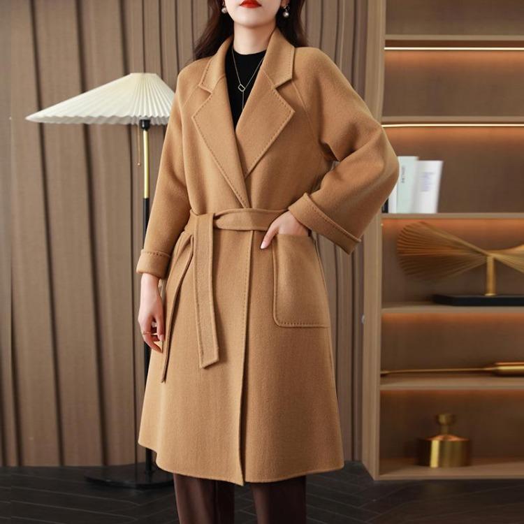 Modern Wool Long Coat for Women 100% Wool Handmade Pea Coat Winter Warm Overcoat Autumn New Saga