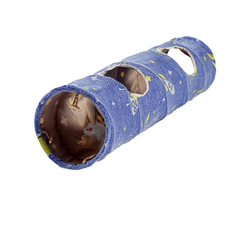 Plyšový kočičí tunel a pelíšek: Skládací Průchozí Design pro Koťata