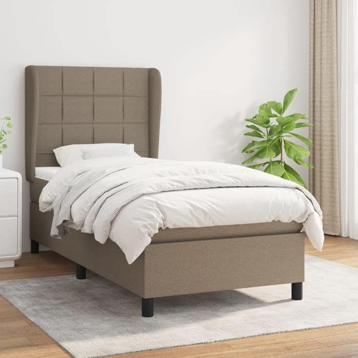 Maison Exclusive - Sommier à lattes de lit avec matelas Taupe 90x200 cm Tissu