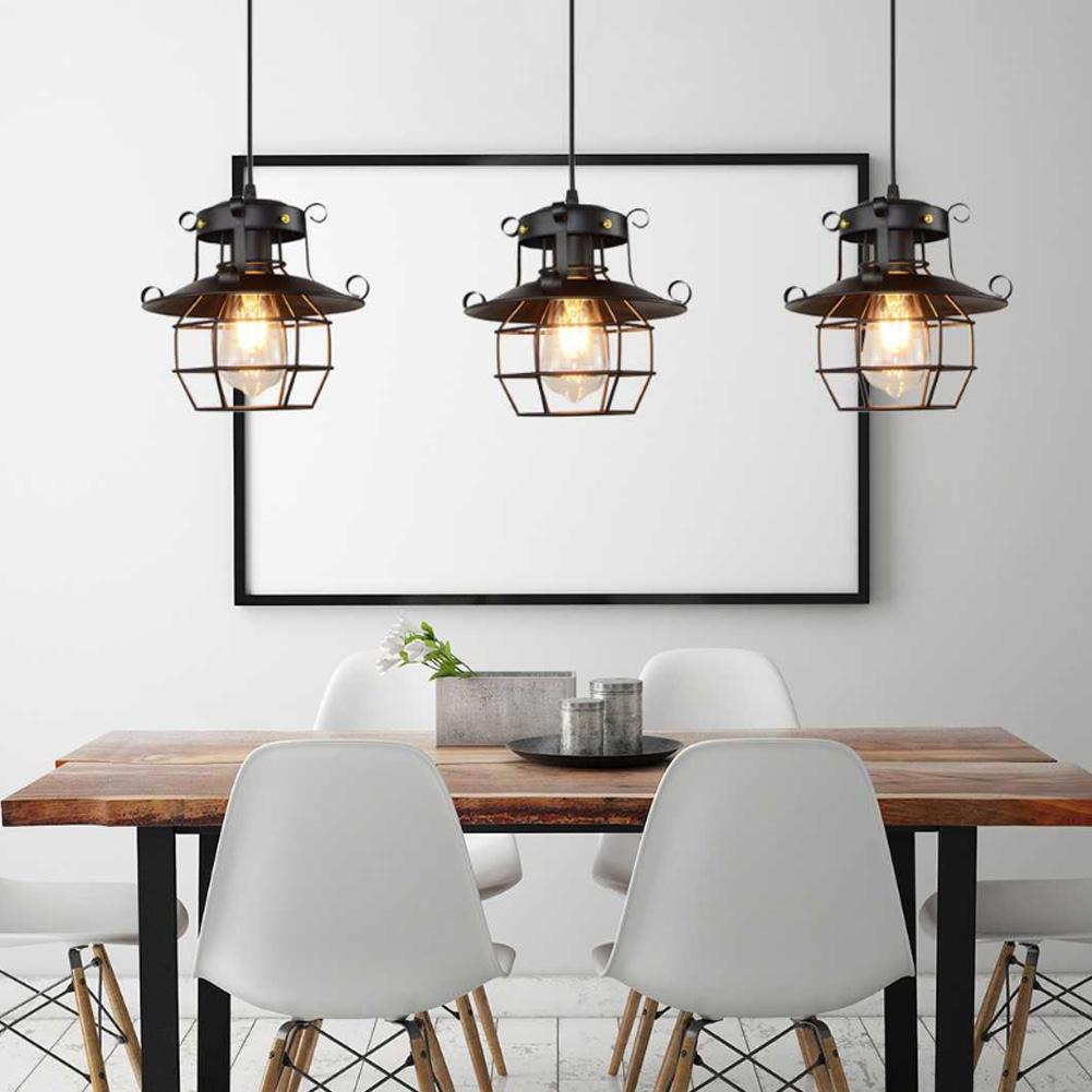 Vintage Industrial Iron Art Cage E27 LED Chandelier Ceiling Light Pendant Lamp for Bar Coffee Shop Decoration 100 240V