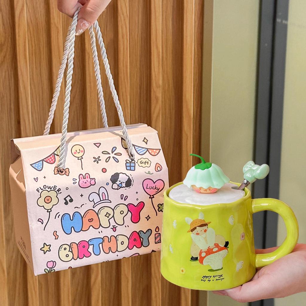 Birthday Gift Cute Cartoon Boy Mug Girl Gift Box Couple Ceramic Coffee Drinking Cup