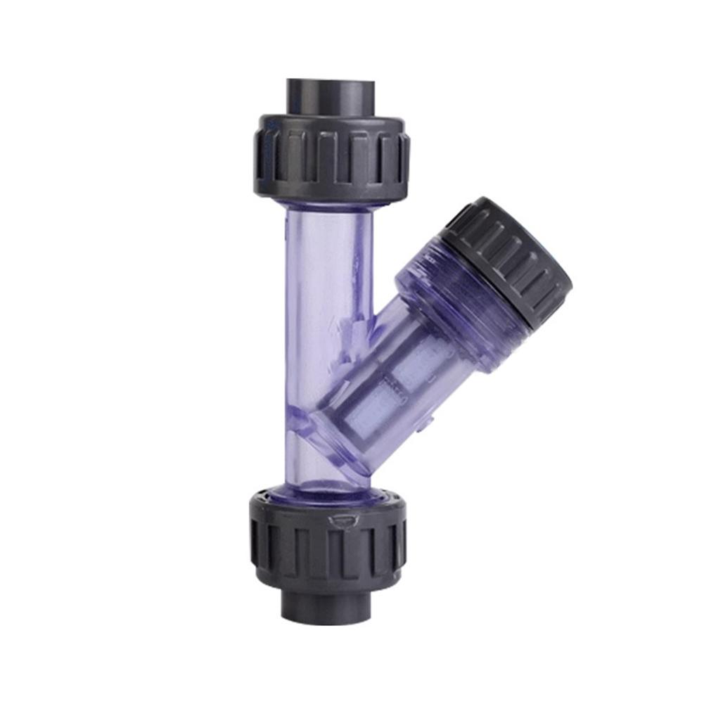 I.D 20~63mm Transparent PVC Y-Type Filter Aquarium Fish Tank Irrigation Filters Garden Water Pipe Filters Joint Fitting