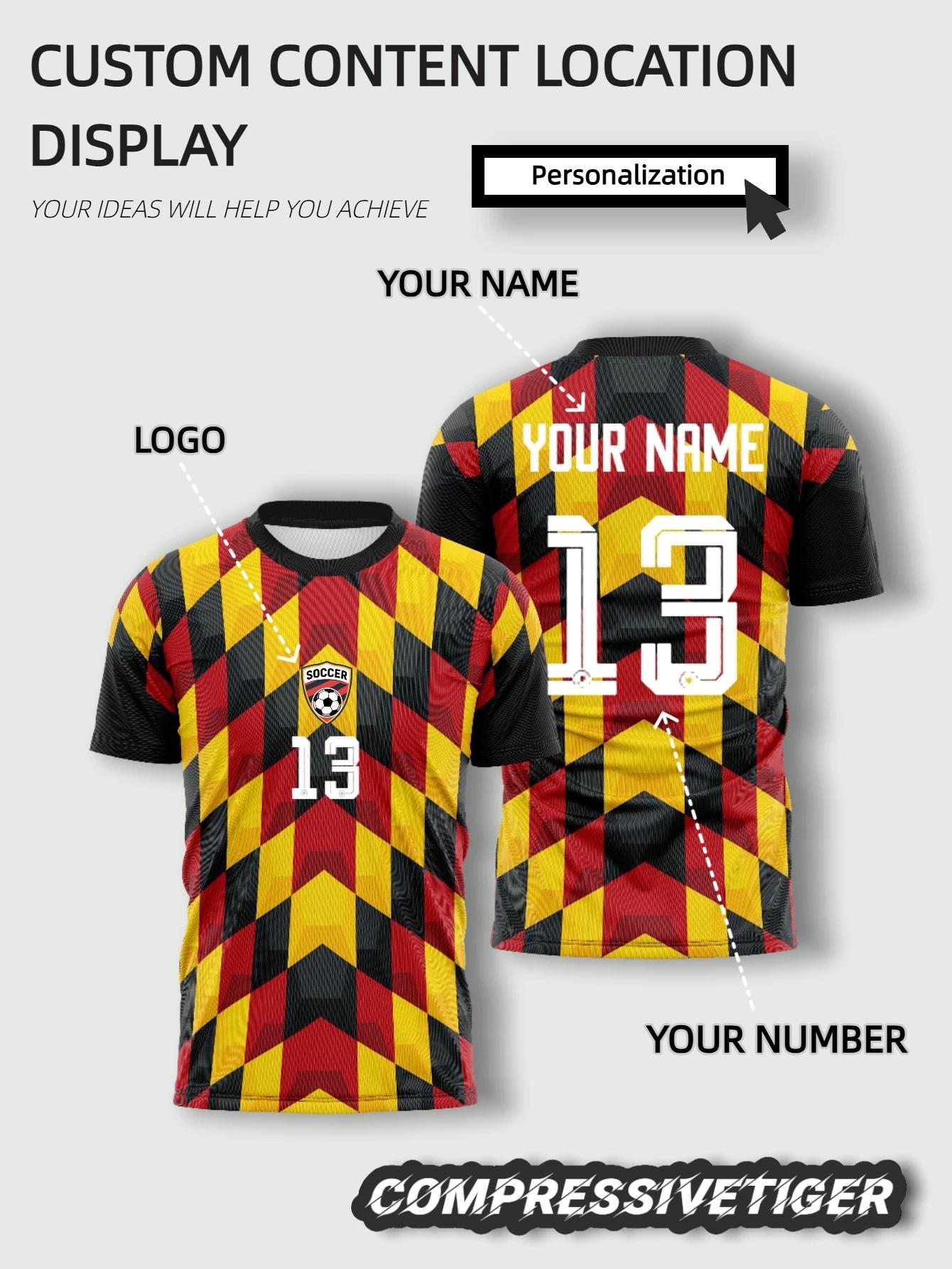 Custom Name & Number Jersey, Red Yellow Black Plaid, Breathable for Training S