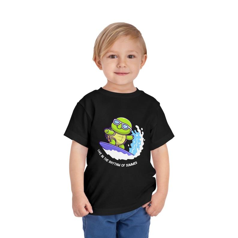Surfing Turtle Toddler Tee – Summer Sea Animal Kids Shirt 140
