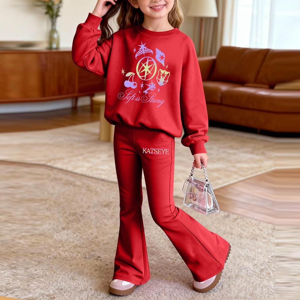 Infant Newborn Baby Girls Boys Loose Print T-shirt+Pants Print Outfits Set