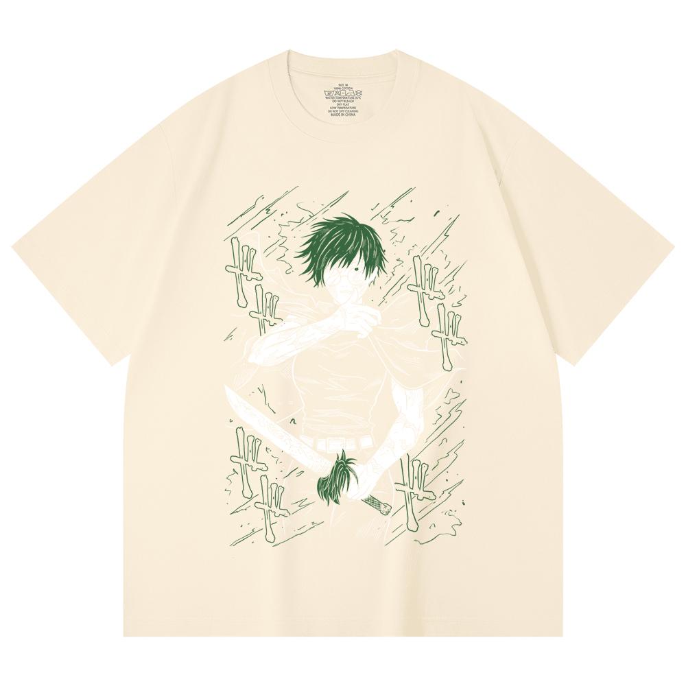 230 Gsm 100% Cotton Jujutsu Kaisen V10 Maki Print Unisex Heavy Cotton T Shirt