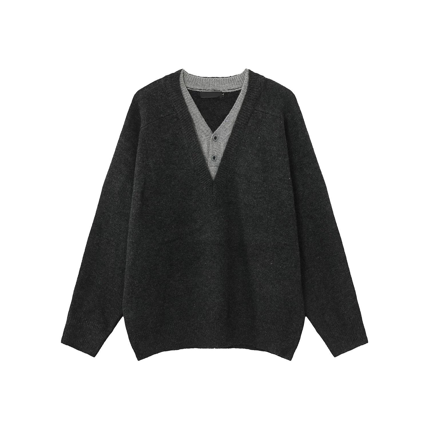 

Men s Retro V-Neck Two-Piece Sweater: Autumn/Winter Fashion by Merade 2XL темно-сірий