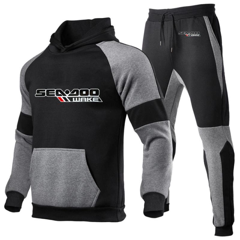 

Sea Doo Seadoo Moto Printed Осінньо-зимові костюми для чоловіків Толстовка в смужку + штани Повсякденний спортивний костюм Спортивний одяг Спортивний костюм XXL